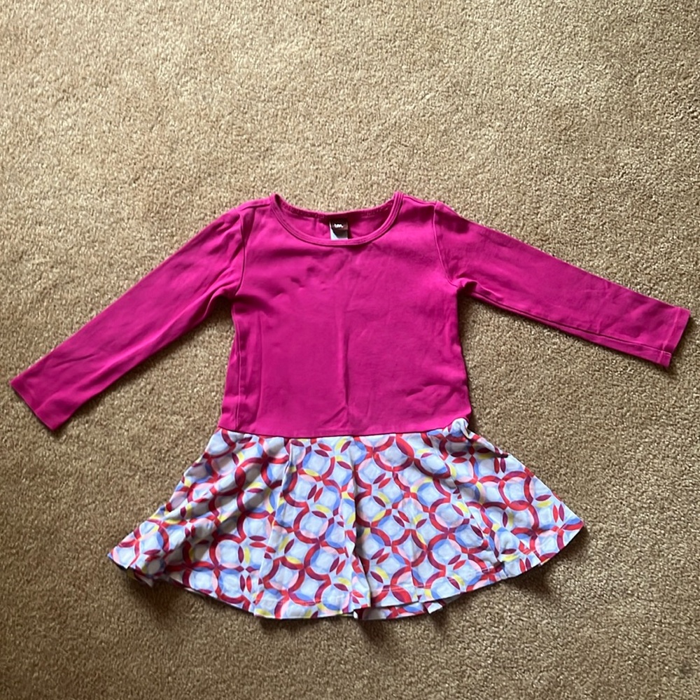 Magenta pink purple multicolor dress with long sleeves